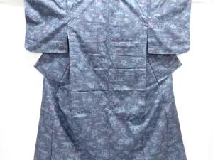 大正ロマン　松竹梅模様織り出し十日町紬着物